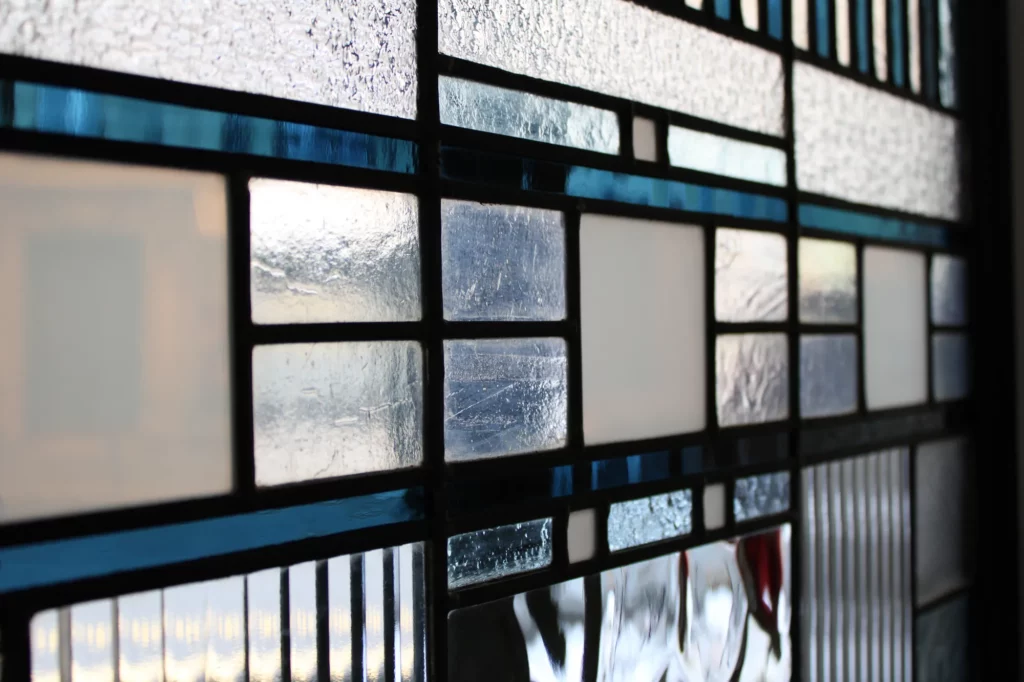 Gros plan vitrail bleu