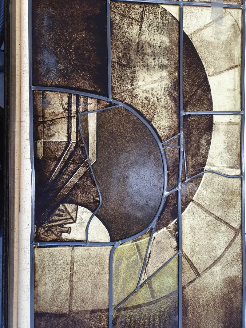 Vitrail ancien brun